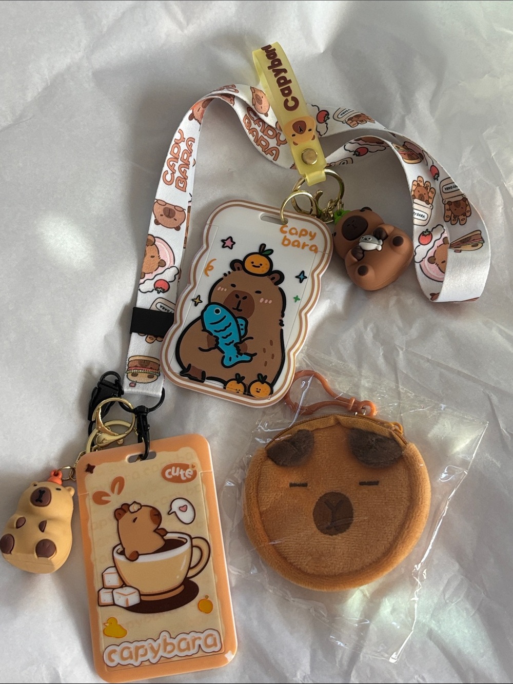 Kids Lanyard with Brown Card Holder and Charm Trio